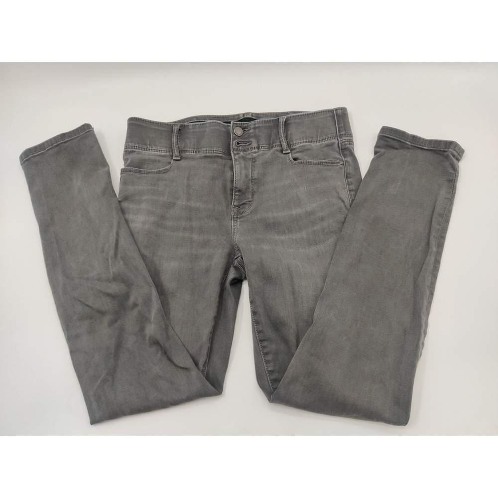 Nine West Slight Grey Skinny Jeans High Rise Double Button Size 10 Stretch Denim